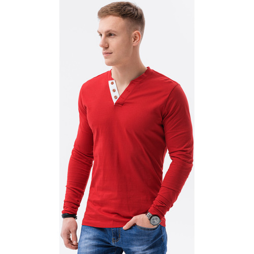 Textil Muži Trička s krátkým rukávem Ombre Pánské tričko s dlouhým rukávem Eliena červená Červená