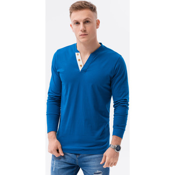 Textil Muži Trička s krátkým rukávem Ombre Pánské tričko s dlouhým rukávem Eliena modrá Tmavě modrá