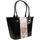 Taška Ženy Kabelky  Grosso Luxusní dámská kabelka černý lak s hnědými kvítky S504 Černá