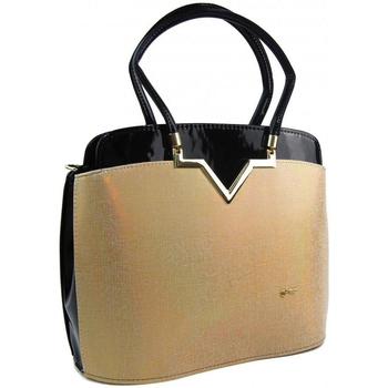 Grosso Elegantní lakovaná kabelka S482 černá-zlatá Černá