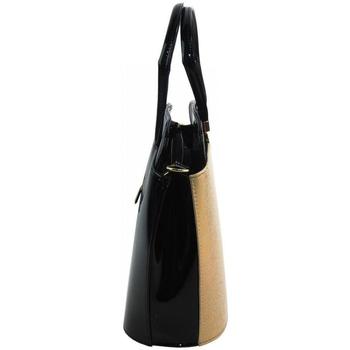 Grosso Elegantní lakovaná kabelka S482 černá-zlatá Černá