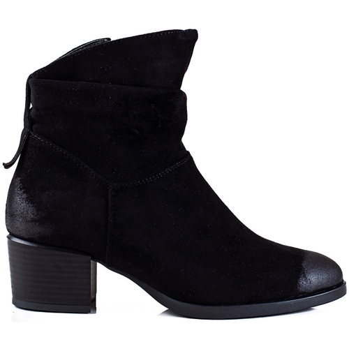 Boty Ženy Kotníkové boty W. Potocki Trendy černé  kotníčkové boty dámské na širokém podpatku 