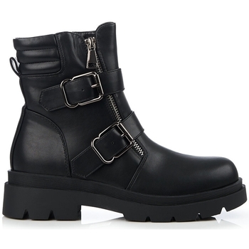 Pk Kotníkové boty Trendy dámské černé kotníčkové boty na plochém podpatku - ruznobarevne