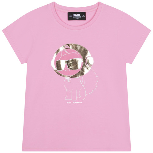 Textil Dívčí Trička s krátkým rukávem Karl Lagerfeld Z15414-465-J Růžová