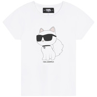 Textil Dívčí Trička s krátkým rukávem Karl Lagerfeld Z15416-10P-B Bílá