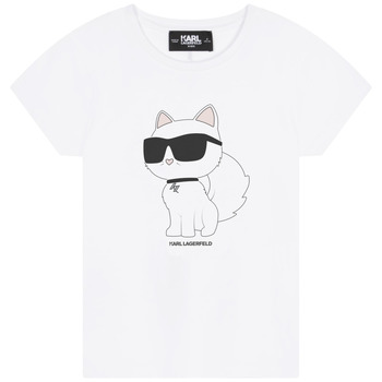 Textil Dívčí Trička s krátkým rukávem Karl Lagerfeld Z15416-10P-J Bílá