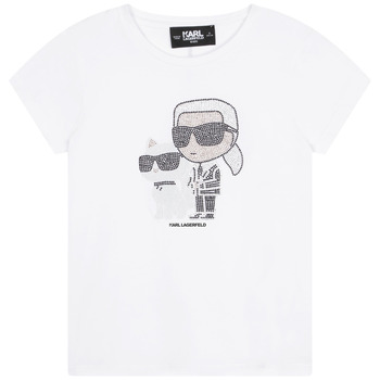 Textil Dívčí Trička s krátkým rukávem Karl Lagerfeld Z15420-10P-C Bílá