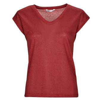 Textil Ženy Trička s krátkým rukávem Only ONLSILVERY S/S V NECK LUREX TOP Červená