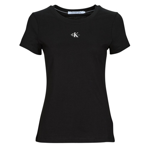 Textil Ženy Trička s krátkým rukávem Calvin Klein Jeans MICRO MONO LOGO SLIM Černá