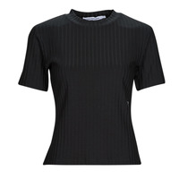 Textil Ženy Trička s krátkým rukávem Calvin Klein Jeans RIB SHORT SLEEVE TEE Černá