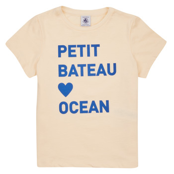 Textil Dívčí Trička s krátkým rukávem Petit Bateau FOUGUE Béžová / Modrá