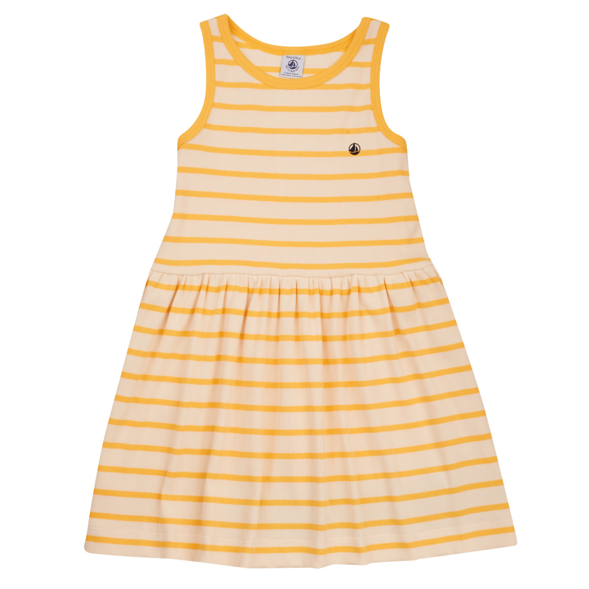 Textil Dívčí Krátké šaty Petit Bateau FLAVY Bílá / Žlutá