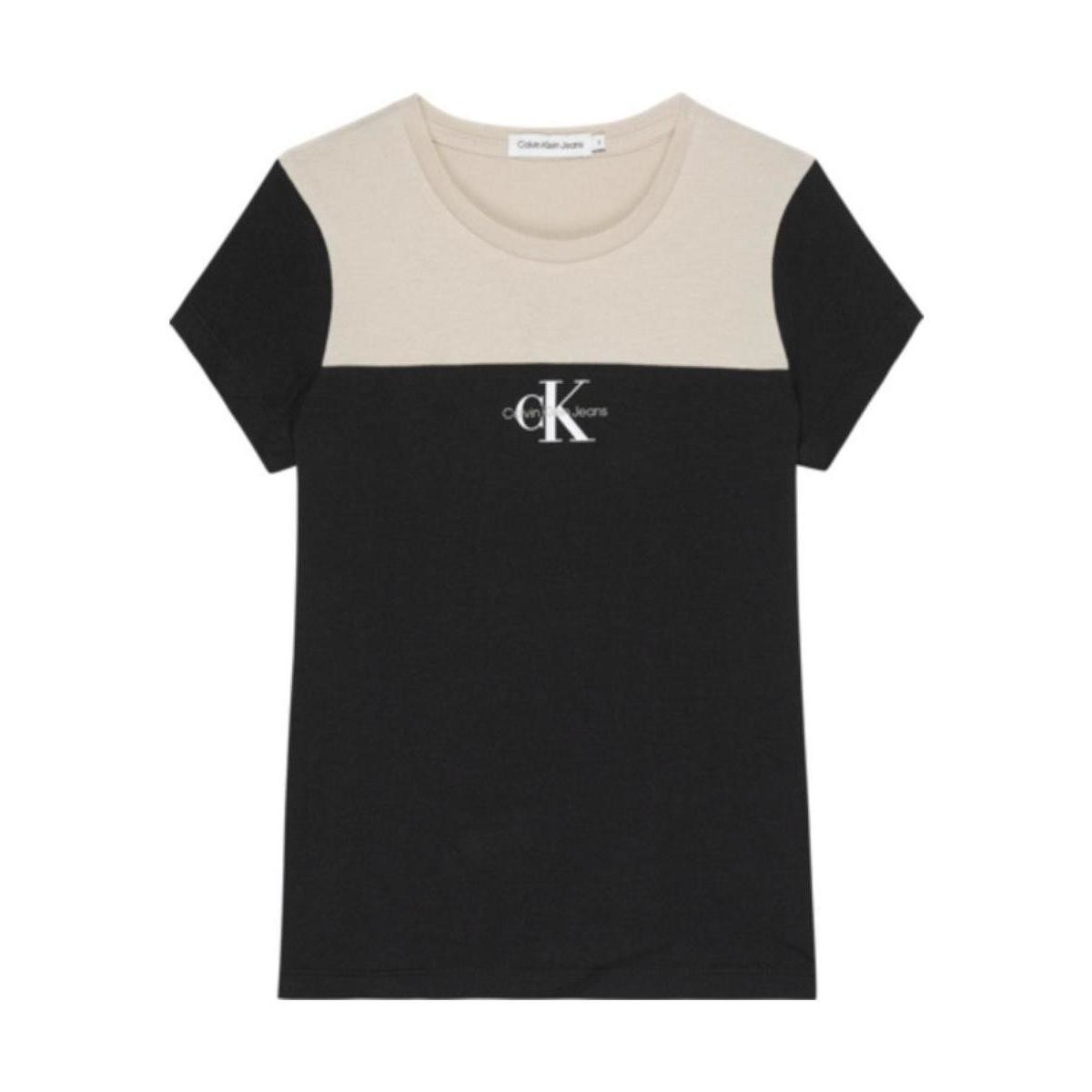 Textil Dívčí Trička s krátkým rukávem Calvin Klein Jeans  Černá