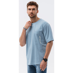 Textil Muži Trička s krátkým rukávem Ombre Pánské oversize tričko Volker modrá S Modrá