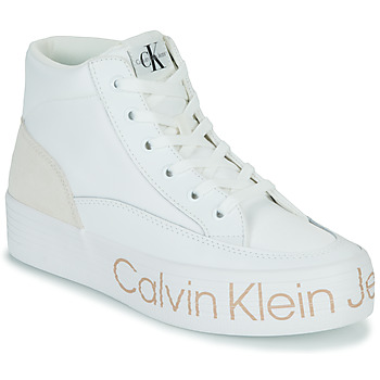 Boty Ženy Kotníkové tenisky Calvin Klein Jeans VULC FLATF MID WRAP AROUND LOGO Bílá