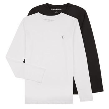 Textil Chlapecké Trička s dlouhými rukávy Calvin Klein Jeans 2-PACK MONOGRAM TOP LS X2 Černá / Bílá