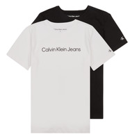 Textil Chlapecké Trička s krátkým rukávem Calvin Klein Jeans CKJ LOGO 2-PACK T-SHIRT X2 Černá / Bílá