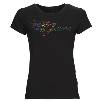 Textil Ženy Trička s krátkým rukávem Guess SS GUESS FLAME LOGO R4 Černá