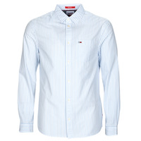 Textil Muži Košile s dlouhymi rukávy Tommy Jeans TJM ESSENTIAL STRIPE SHIRT Bílá / Modrá
