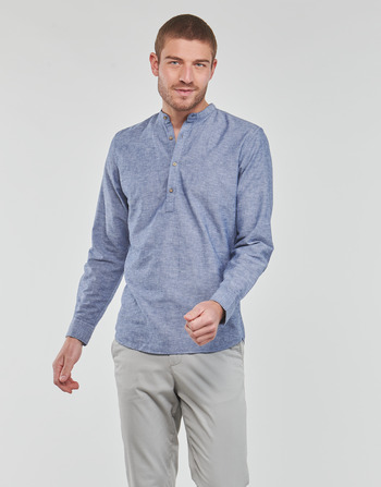 Textil Muži Košile s dlouhymi rukávy Jack & Jones JPRBLASUMMER HALF PLACKET SHIRT L/S Modrá