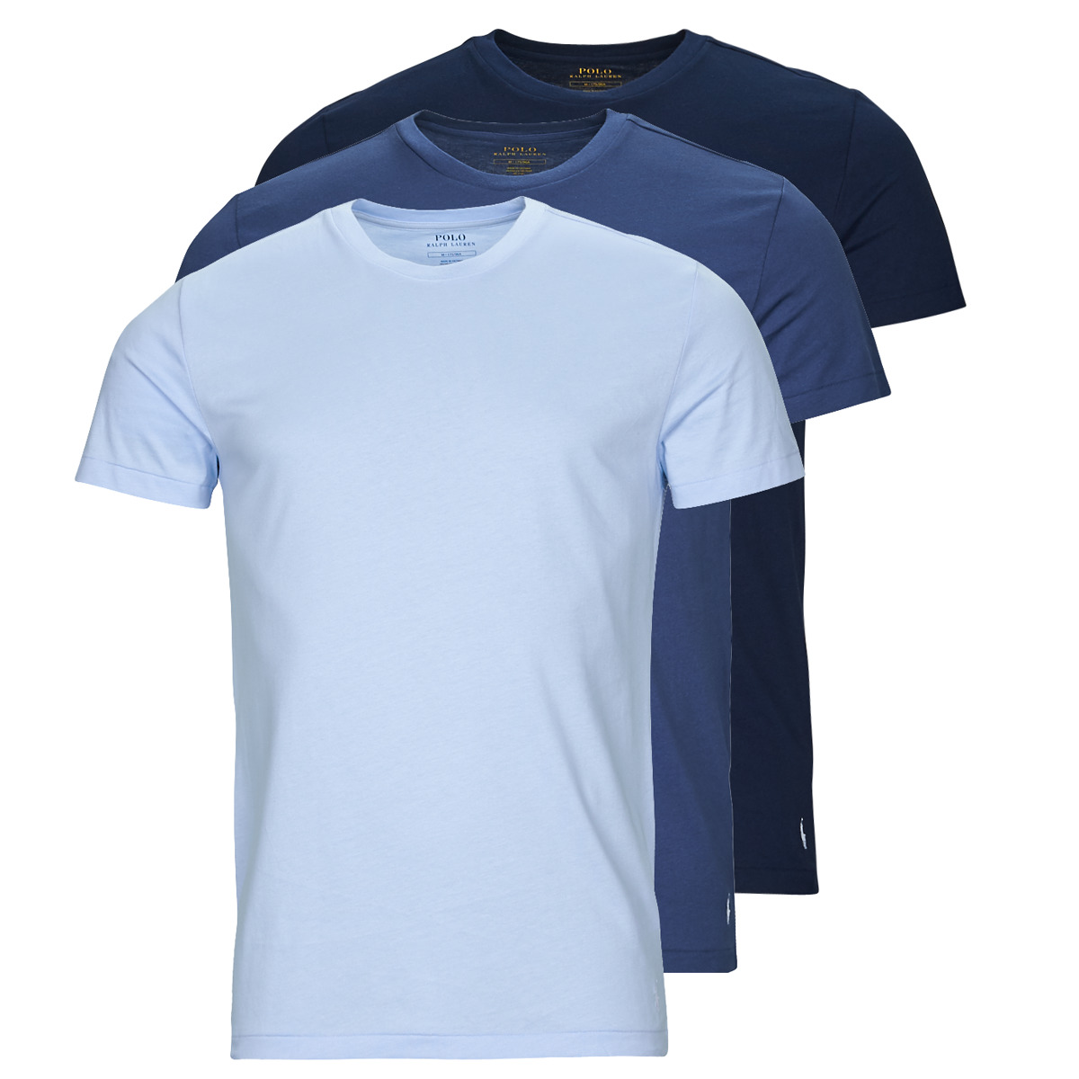 Textil Muži Trička s krátkým rukávem Polo Ralph Lauren 3 PACK CREW UNDERSHIRT Modrá / Tmavě modrá / Modrá / Nebeská modř