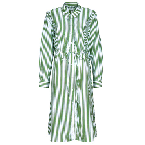 Textil Ženy Krátké šaty Tommy Hilfiger ORG CO STRIPE MIDI SHIRT-DRESS Bílá / Zelená