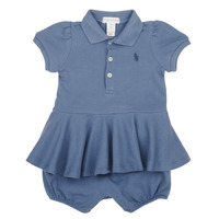 Textil Dívčí Overaly / Kalhoty s laclem Polo Ralph Lauren SS PEPLUM BU-ONE PIECE-SHORTALL Modrá