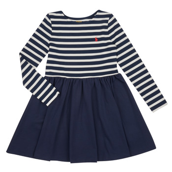 Textil Dívčí Krátké šaty Polo Ralph Lauren LS CN DR-DRESSES-DAY DRESS Tmavě modrá / Bílá