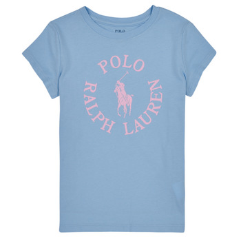 Textil Dívčí Trička s krátkým rukávem Polo Ralph Lauren SS GRAPHIC T-KNIT SHIRTS-T-SHIRT Modrá / Nebeská modř / Růžová