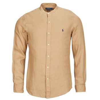 Polo Ralph Lauren Košile s dlouhymi rukáv CHEMISE AJUSTEE SLIM FIT EN LIN COL MAO - Béžová