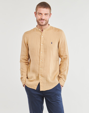 Textil Muži Košile s dlouhymi rukávy Polo Ralph Lauren CHEMISE AJUSTEE SLIM FIT EN LIN COL MAO Velbloudí hnědá