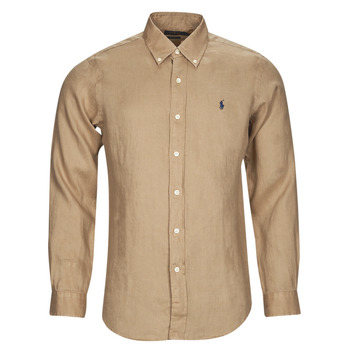 Textil Muži Košile s dlouhymi rukávy Polo Ralph Lauren CHEMISE COUPE DROITE EN LIN Velbloudí hnědá