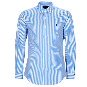 Textil Muži Košile s dlouhymi rukávy Polo Ralph Lauren CHEMISE AJUSTEE SLIM FIT EN POPELINE RAYE Modrá / Bílá / Světlá / Modrá / Bílá
