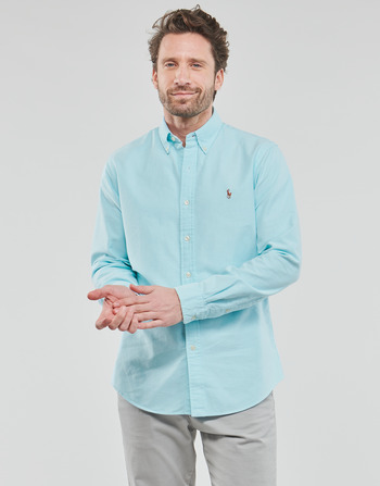 Textil Muži Košile s dlouhymi rukávy Polo Ralph Lauren CHEMISE COUPE DROITE EN OXFORD Tyrkysová