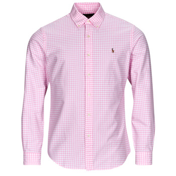 Textil Muži Košile s dlouhymi rukávy Polo Ralph Lauren CHEMISE COUPE DROITE EN OXFORD Růžová / Bílá