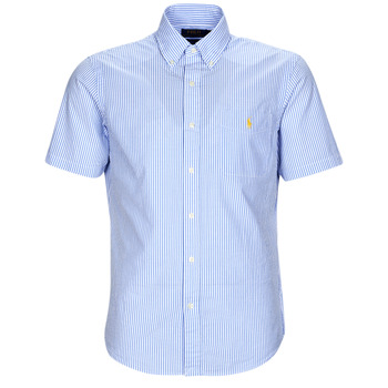 Textil Muži Košile s krátkými rukávy Polo Ralph Lauren CHEMISE COUPE DROITE EN SEERSUCKER Modrá / Bílá