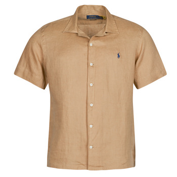 Textil Muži Košile s krátkými rukávy Polo Ralph Lauren CHEMISE COUPE DROITE EN LIN Velbloudí hnědá / Khaki