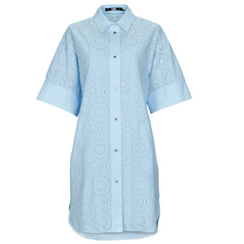 Textil Ženy Krátké šaty Karl Lagerfeld BRODERIE ANGLAISE SHIRTDRESS Modrá / Nebeská modř
