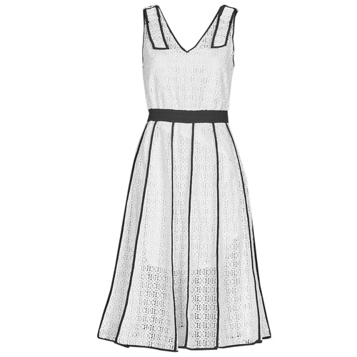 Textil Ženy Krátké šaty Karl Lagerfeld KL EMBROIDERED LACE DRESS Bílá / Černá