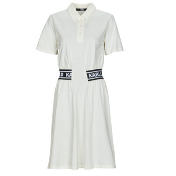 Textil Ženy Krátké šaty Karl Lagerfeld PIQUE POLO DRESS Bílá / Černá