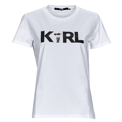 Textil Ženy Trička s krátkým rukávem Karl Lagerfeld IKONIK 2.0 KARL LOGO T-SHIRT Bílá