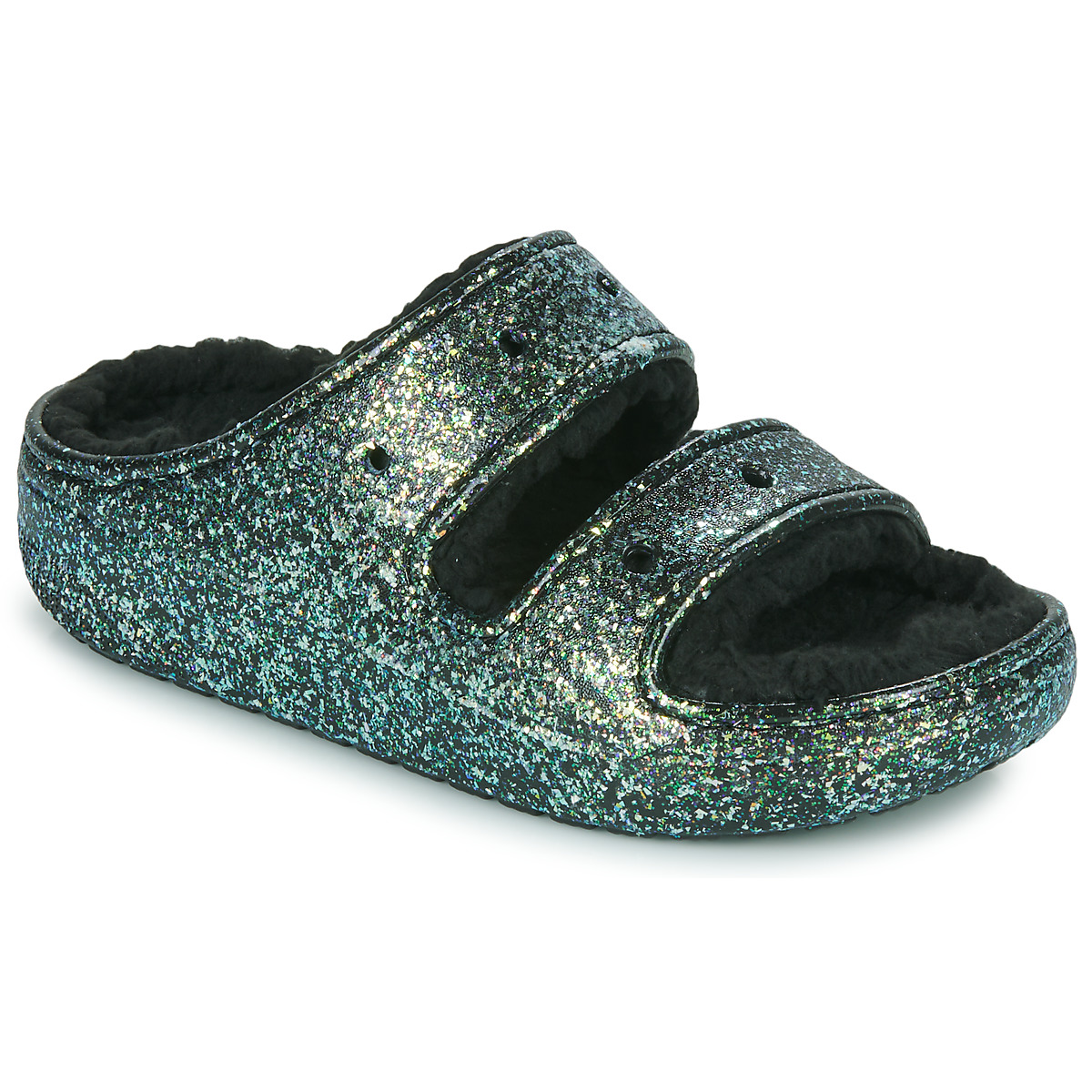 Boty Ženy Dřeváky Crocs Classic Cozzzy Glitter Sandal Černá / Třpytivý