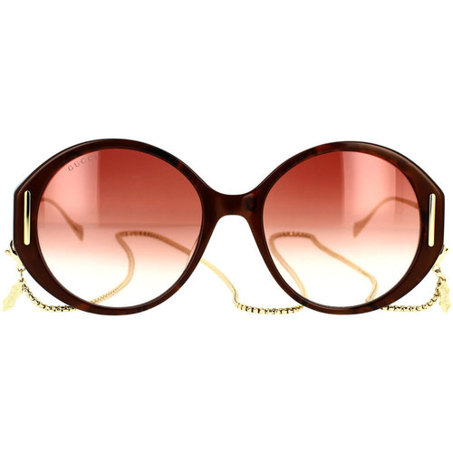 Hodinky & Bižuterie Ženy sluneční brýle Gucci Occhiali da Sole  GG1202S 004 con Catena Hnědá