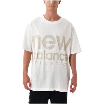 Textil Trička s krátkým rukávem New Balance  Béžová