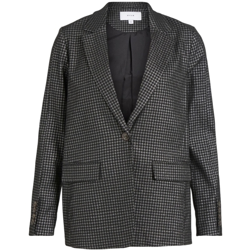 Textil Ženy Kabáty Vila Coat Shine L/S - Black/Silver Černá