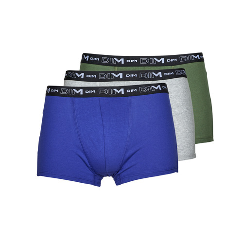 Spodní prádlo Muži Boxerky DIM COTON STRETCH PACK X3 Zelená / Modrá / Šedá