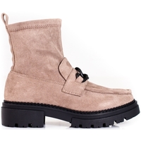 Boty Ženy Kotníkové boty Pk Designové dámské  kotníčkové boty hnědé na plochém podpatku 