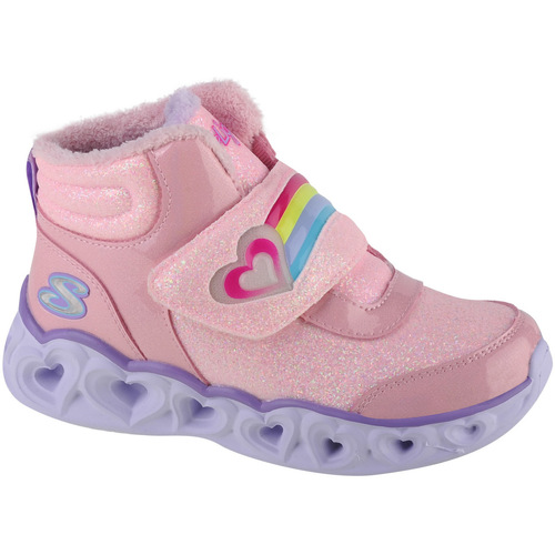 Boty Dívčí Kotníkové boty Skechers Heart Lights - Brilliant Rainbow Růžová