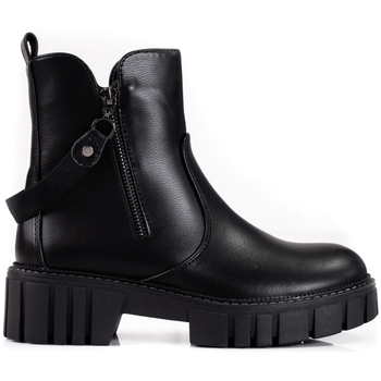 Boty Ženy Kotníkové boty Sergio Leone Luxusní  kotníčkové boty dámské černé na plochém podpatku 