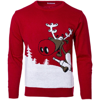 Textil Svetry Wayfarer Vánoční svetr se sobem Drunk Reindeer červený S Bílá